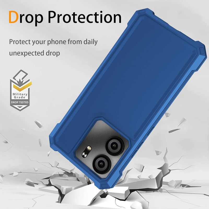 Mocotto for BLU View 5 Phone Case with Tempered Glass Screen Protector,Slim Soft Silicone Full-Body Protective Case for BLU View 5 (Blue) - Image 4